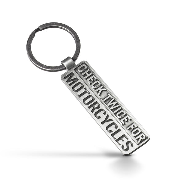 Check Twice Metal Keychain