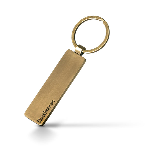 Check Twice Metal Keychain